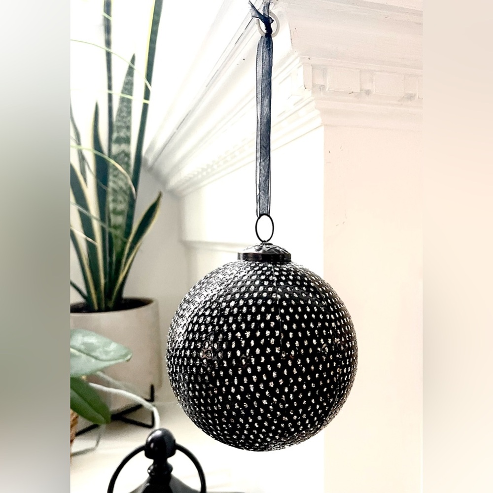 (7) Black and Silver Hanging Ornament (7of them)  larger 6” pier 1